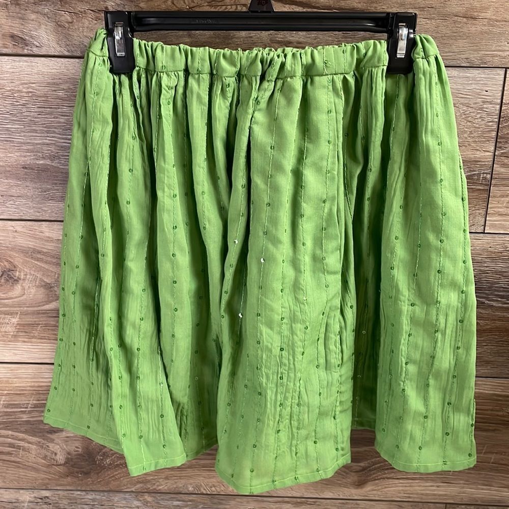 Ladies Skirt Handmade Size Small, Green with Sequins, Costumes